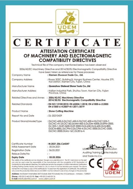 China Quanzhou Dialead Stone Tools Co., Ltd. certificaciones